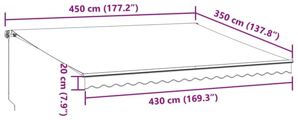 Tenda na ručno uvlačenje antracit i bijela 450 x 350 cm - Antracitno siva / 450 x 350 cm