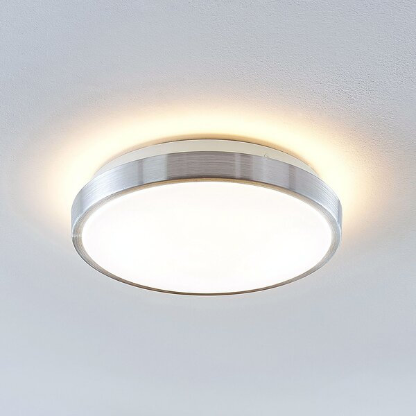 Lindby LED stropna svjetiljka Emelie, Ø 27 cm, boja aluminija, metal, Metalik, Dnevni boravak/blagovaonica, Metal