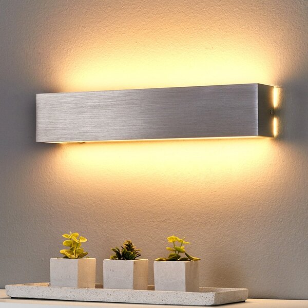 Lindby LED zidna svjetiljka Ranik, 40 cm, boja aluminija, metal, Metalik, Područje hodnika, Metal
