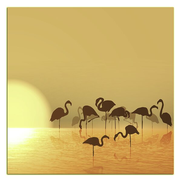 Slika na platnu - Silueta flaminga - kvadrat 332KA (50x50 cm)