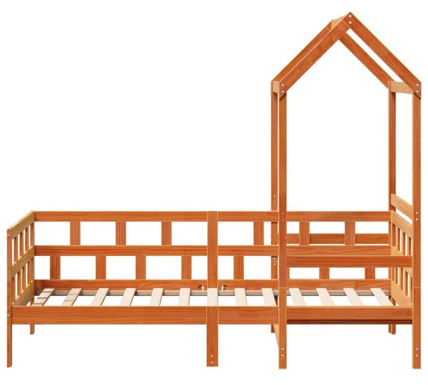 Dnevni krevet s krovom voštano smeđi 80x200 cm masivna borovina - Smeđa / 80 x 200 cm