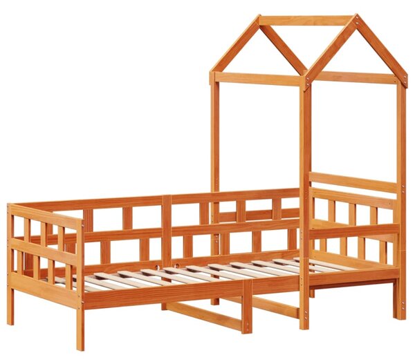 Dnevni krevet s krovom voštano smeđi 80x200 cm masivna borovina - Smeđa / 80 x 200 cm