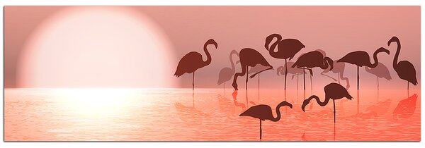 Slika na platnu - Silueta flaminga - panorama 532A (105x35 cm)
