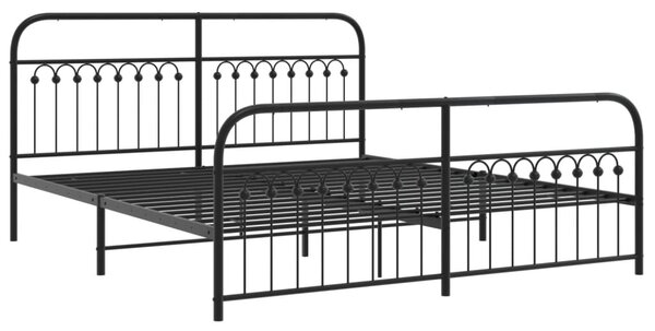 Metalni okvir kreveta uzglavlje i podnožje crni 183x203 cm - Crna / 183 x 203 cm