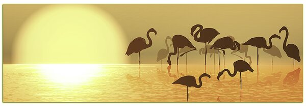 Slika na platnu - Silueta flaminga - panorama 532KA (105x35 cm)