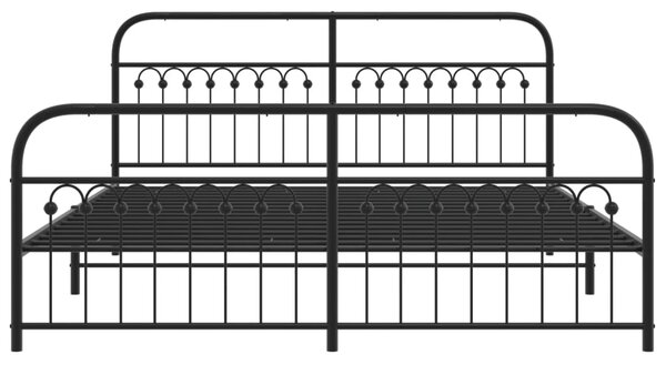 Metalni okvir kreveta uzglavlje i podnožje crni 183x203 cm - Crna / 183 x 203 cm