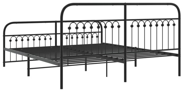 Metalni okvir kreveta uzglavlje i podnožje crni 183x203 cm - Crna / 183 x 203 cm