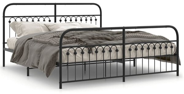 Metalni okvir kreveta uzglavlje i podnožje crni 183x203 cm - Crna / 183 x 203 cm