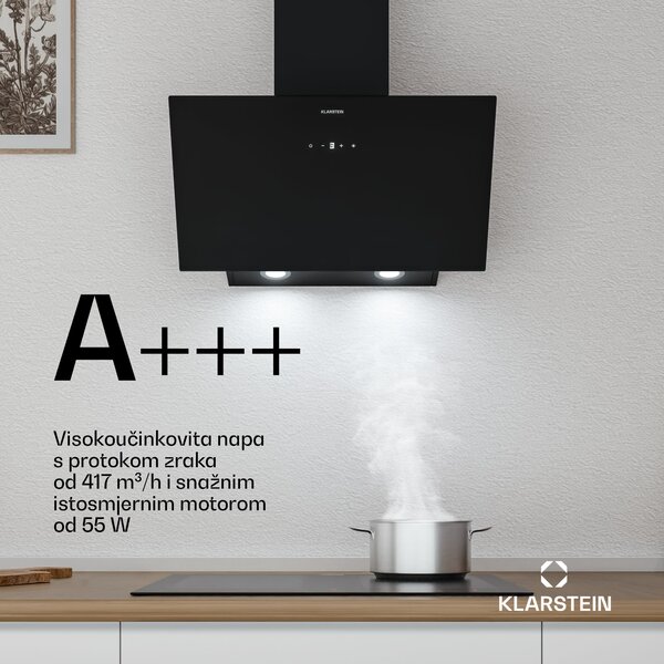 Klarstein Laurel kosa napa | režim ekstrakcije i recirkulacije zraka | sigurnosno staklo | 417 m³/h | 60 cm