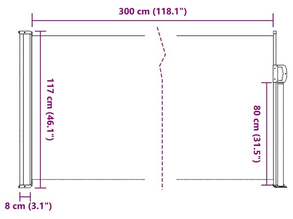 Uvlačiva bočna tenda bež 117 x 300 cm plava - Bež / 117 x 300 cm