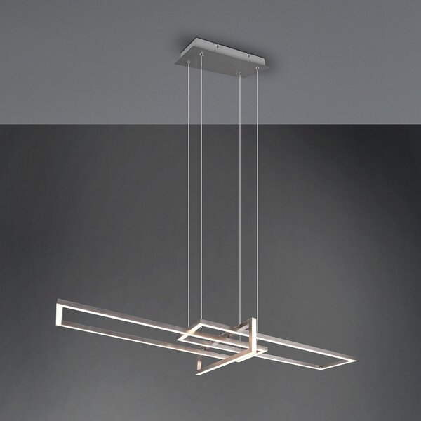 Trio Lighting Salinas LED viseća svjetiljka, 3.000 K, mat nikal, prigušiva, Sivo, Dnevni boravak/blagovaonica, Metal