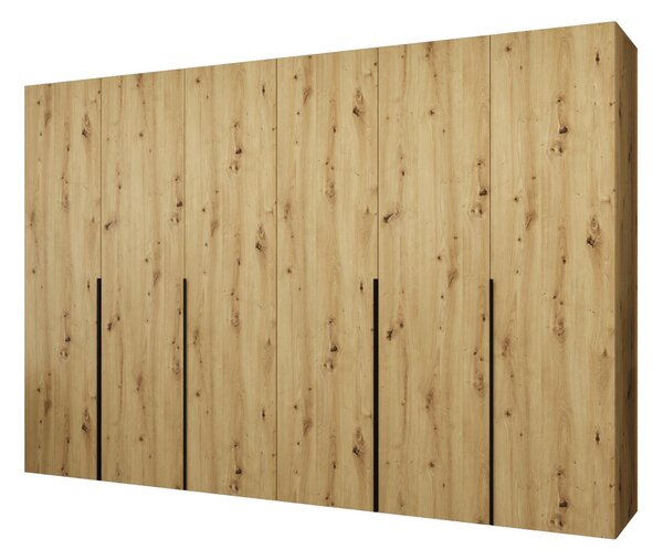 Ormar za garderobu 300 cm Alice 1 (hrast artisan + crna)