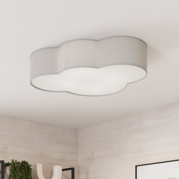 TK Lighting Stropna svjetiljka Cloud od tekstila, duljina 62 cm, siva, prigušiva, Sivo, Dnevni boravak/blagovaonica, Tkanina / tekstil