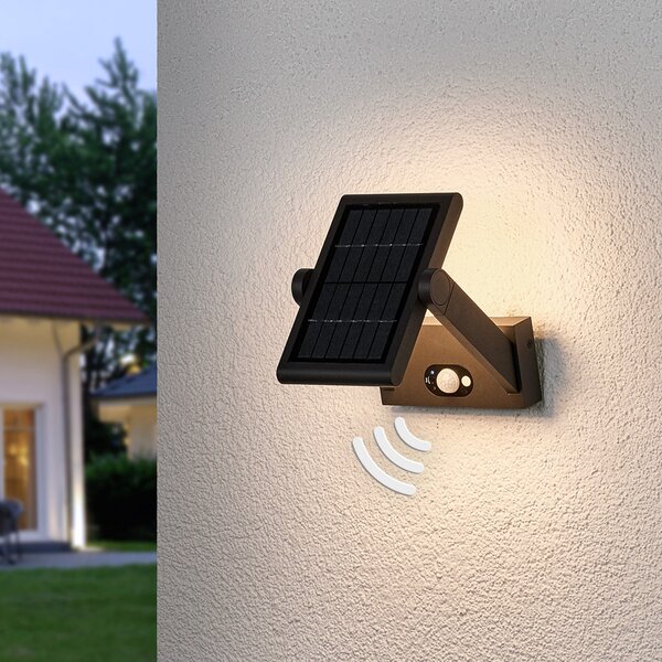 Lucande LED vanjska zidna lampa na solarni pogon Valerian, Crno, Metal