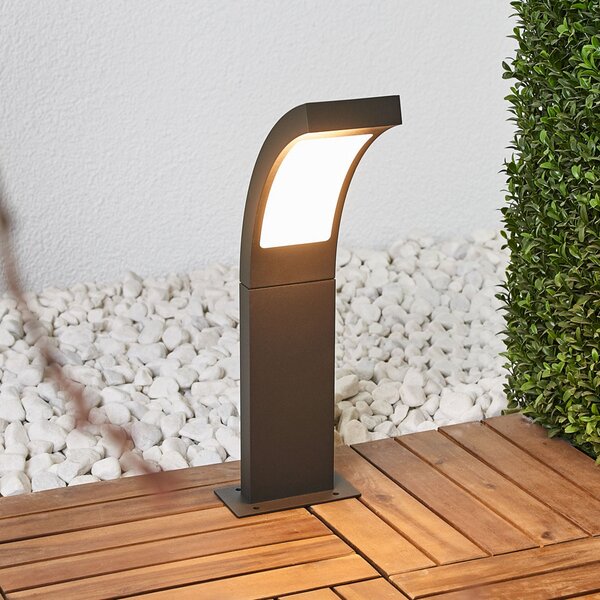 Lucande LED postolje Juvia, 40 cm, antracit, IP54, Crno, Aluminij