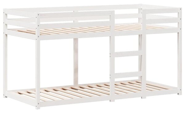 Krevet na kat s krovom bijeli 80 x 200 cm od masivne borovine - Bijela / 80 x 200 cm