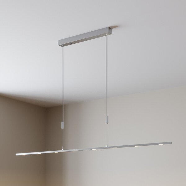 Lucande LED visilica Arnik, 180 cm, boja nikla, prigušiva, prigušiva, Metalik, Dnevni boravak/blagovaonica, Metal