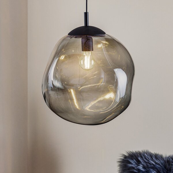 TK Lighting Staklena viseća svjetiljka Sol, Ø 35 cm, crna/dimno siva, prigušiva, Providna, Dnevni boravak/blagovaonica, Staklo