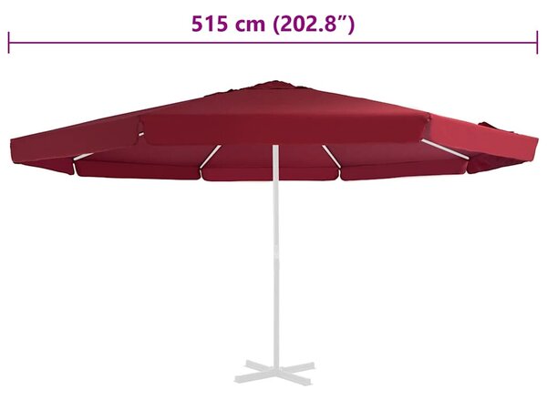 Zamjenska tkanina za vrtni suncobran 515 cm bordo - Bordo crvena / Φ 515 cm