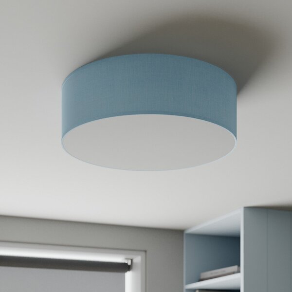 TK Lighting Stropna svjetiljka Rondo, plava, Ø 45 cm, prigušiva, Plava, spavaća soba, Tkanina / tekstil