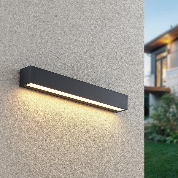 Lucande LED zidna svjetiljka Lengo, 50 cm, antracit, downlight, 3000K, Crno, Aluminij