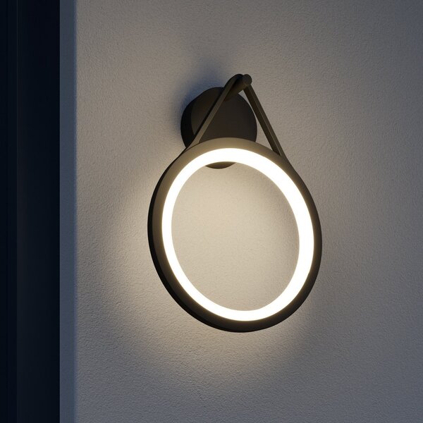 Lucande LED vanjska zidna svjetiljka Mirco, 30 cm, crna, IP65, Crno, Metal, Zidna utičnica ispod