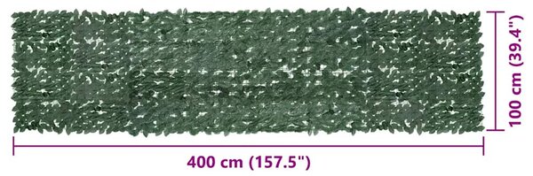Balkonski zastor s tamnozelenim lišćem 400 x 100 cm - Zelena / 400 x 100 cm