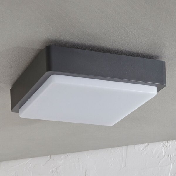Lindby LED vanjska stropna svjetiljka Nermin, 22 cm, IP65, kvadratna, Crno, Plastika