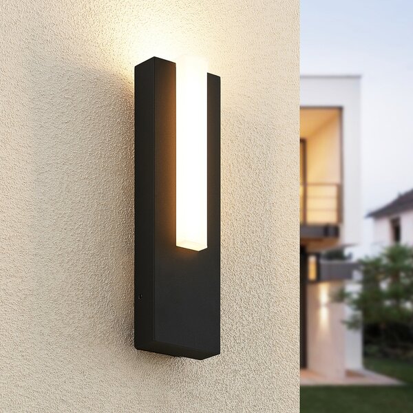 Lucande LED vanjska zidna svjetiljka Virgalia, 31cm, antracit, IP65, Crno, Aluminij
