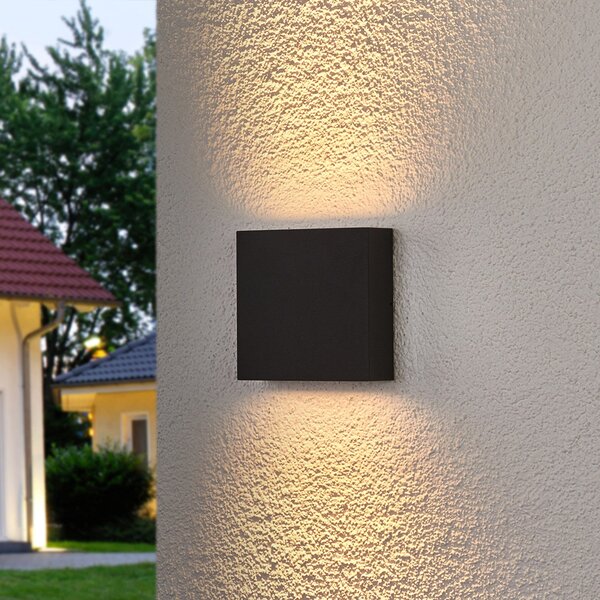 Lucande LED vanjska zidna svjetiljka Trixy, antracit, metal, IP54, Crno, Metal