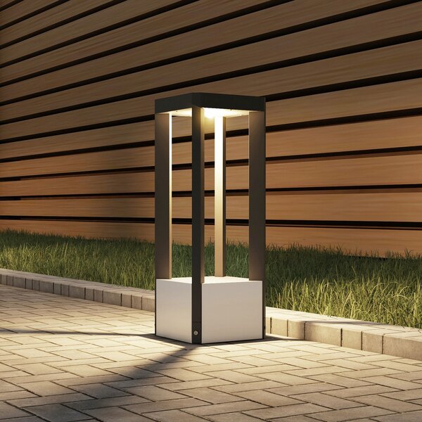 Lucande LED postolje Kalisa, IP65, 42 cm, siva, metal, Sivo, Metal