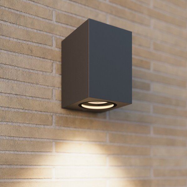 Lucande vanjska zidna svjetiljka Xava, downlight, antracit, GU10, Crno, Metal