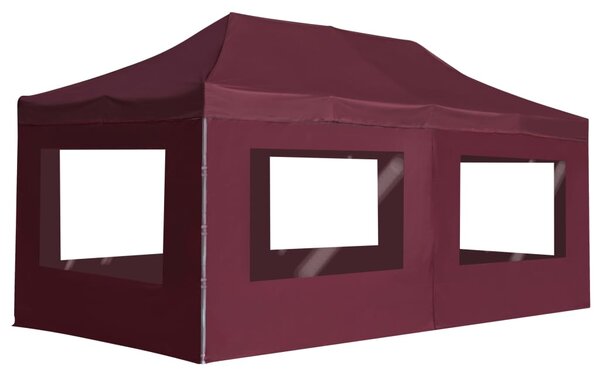 Profesionalni sklopivi šator za zabave 6 x 3 m crvena boja vina - Crvena / 6 x 3 m