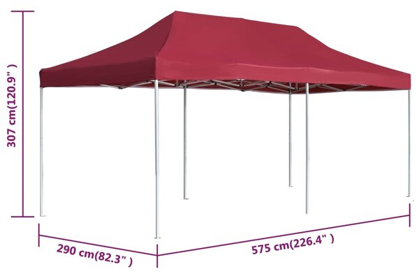 Profesionalni sklopivi šator za zabave 6 x 3 m crvena boja vina - Crvena / 6 x 3 m
