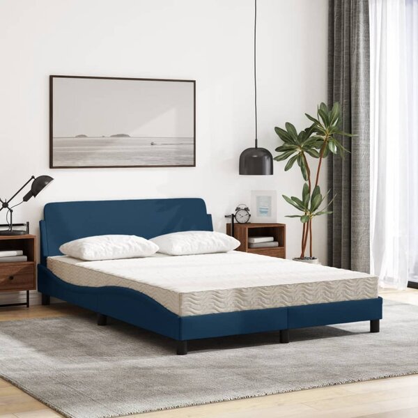 Krevet s madracem Dover plavi 140 x 190 cm od tkanine - Plava / 140 x 190 cm