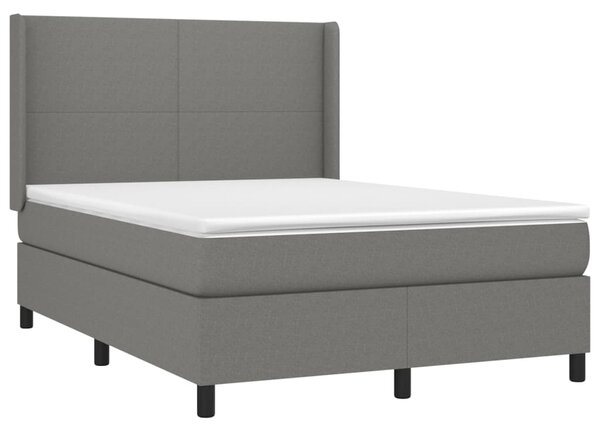 Krevet box spring s madracem LED tamnosivi 140x190cm od tkanine - Siva / 140 x 190 cm