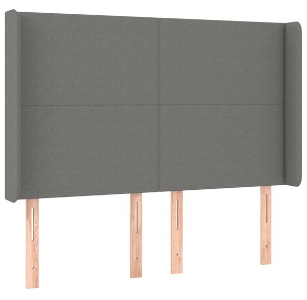 Krevet box spring s madracem LED tamnosivi 140x190cm od tkanine - Siva / 140 x 190 cm