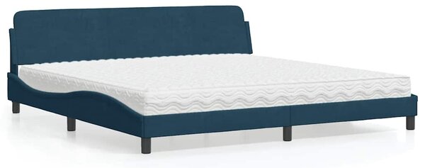 Krevet s madracem Dover plavi 200x200 cm baršunasti - Plava / 200 x 200 cm