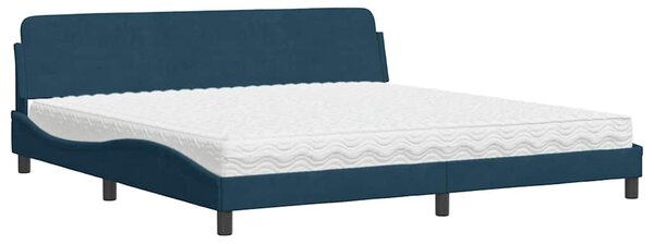 Krevet s madracem Dover plavi 200x200 cm baršunasti - Plava / 200 x 200 cm