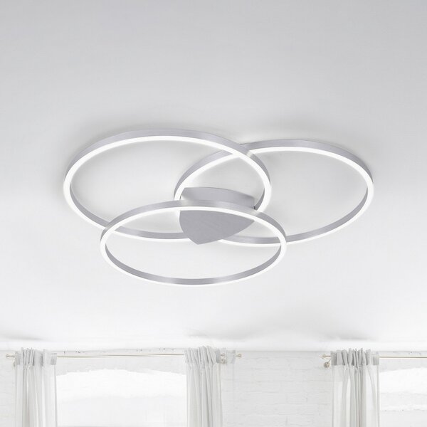 Q-Smart-Home Paul Neuhaus Q-KATE LED stropna svjetiljka, prigušiva, Sivo, Dnevni boravak/blagovaonica, Metal, Strop s više plamena