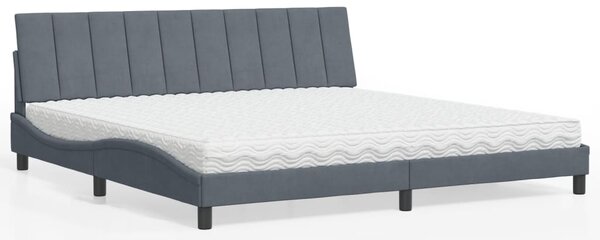 Krevet s madracem Hanko tamnosivi 200x200 cm baršunasti - Siva / 200 x 200 cm