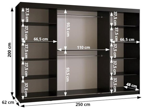 Zondo.hr Ormar za garderobu 250 cm Boomer 2 (kašmir) (s rasvjetom). Akcija -20%. 1126271