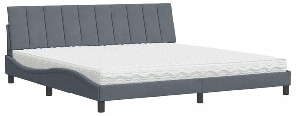Krevet s madracem Hanko tamnosivi 200x200 cm baršunasti - Siva / 200 x 200 cm