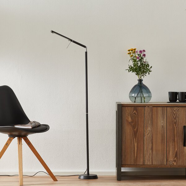 Trio Lighting LED podna lampa Filigran, crna, prigušiva, podesiva, prigušiva, Crno, Dnevni boravak/blagovaonica, Metal, Svjetlo za čitanje