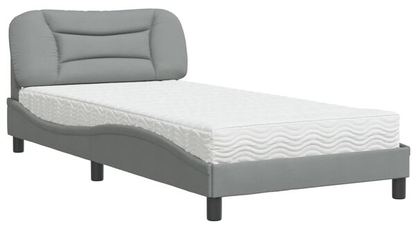 Krevet s madracem Hvar svjetlosivi 100x200 cm od tkanine - Siva / 100 x 200 cm