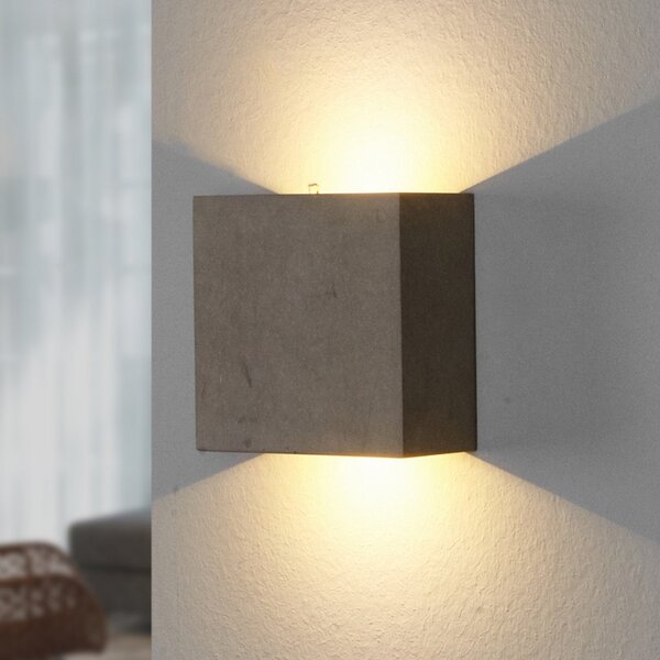 Lindby LED zidna svjetiljka Yva, siva, beton, 13 x cm, gore/dolje, Sivo, Područje hodnika, Beton