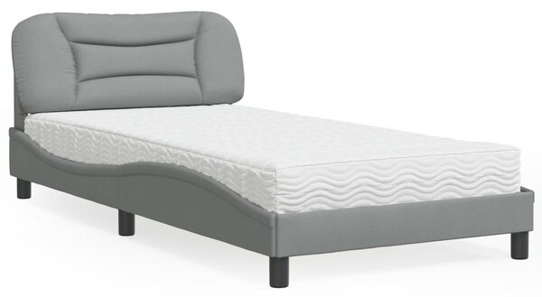 Krevet s madracem Hvar svjetlosivi 100x200 cm od tkanine - Siva / 100 x 200 cm