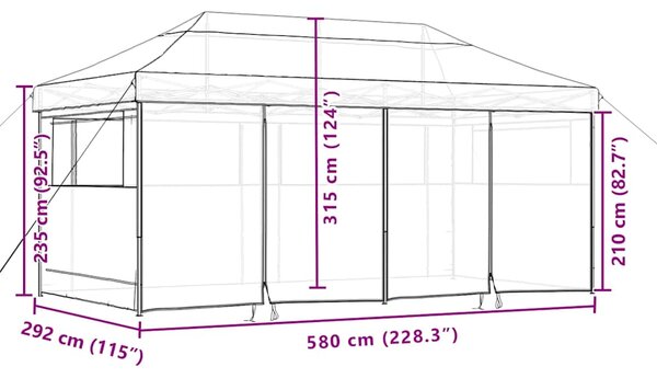 Sklopivi prigodni šator za zabave s 4 bočna zida smeđesivi - Tupe / N/A