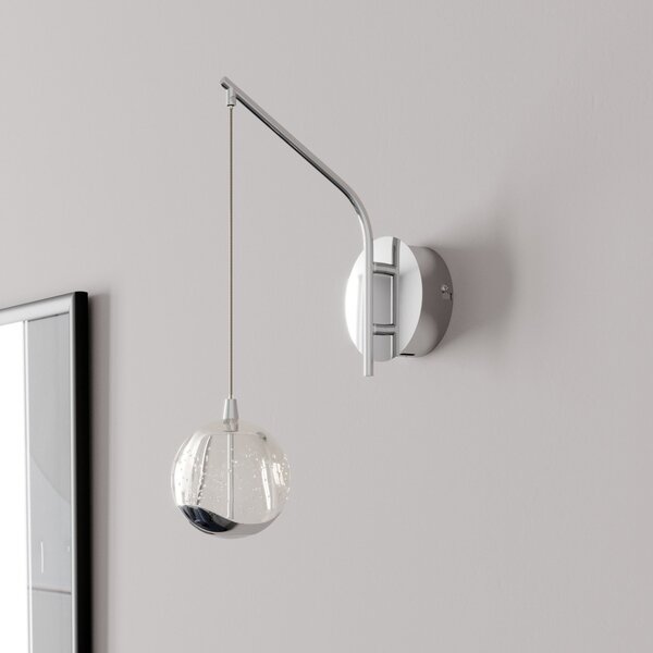 Lucande LED zidna lampa Hayley, krom boje, staklo, visina 34 cm, Providna, Dnevni boravak/blagovaonica, Staklo