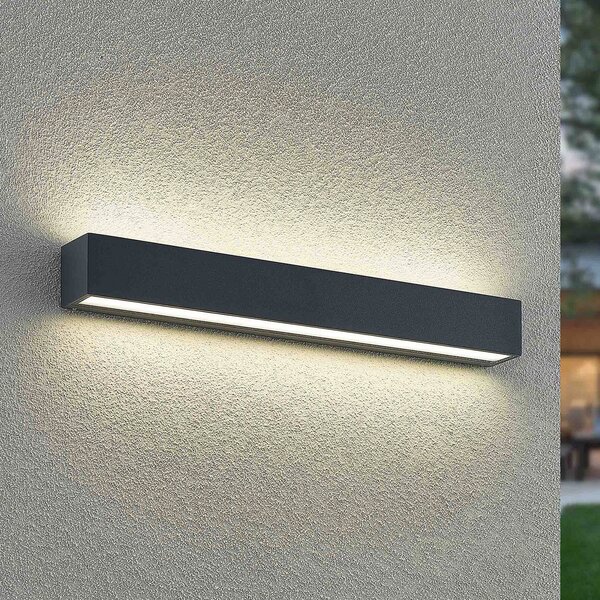 Arcchio LED zidna svjetiljka Lengo, 50 cm, 2 žarulje, antracit, CCT, Crno, Aluminij